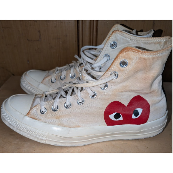 Men’s Converse x Comme Des Garcons Play High Top White Size 8 - Picture 2 of 7